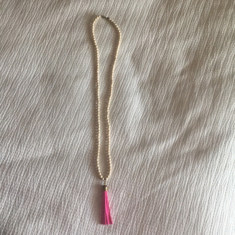 Pink tassel necklace